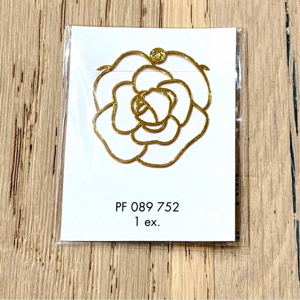SOLD! Chanel Gold Floral Camellia Bookmark Paper Clip